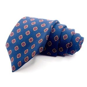 Jos A Bank Tie Wool Blue Geometric Pattern